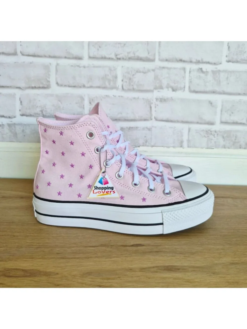 ⭐Converse CTAS Lift Hi Embroidered Stars 7.5 Women's Shoes Sneakers Pink A17791C - Picture 9 of 11